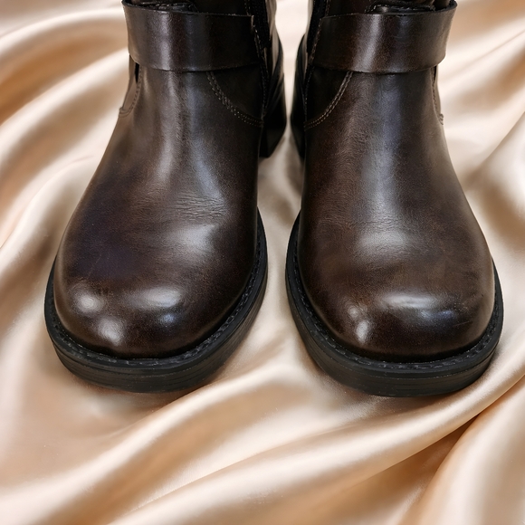 Wild Fable Womens Faux Brown Leather Knee Hi Moto Buckle Boots - Size 8.5 - Picture 5 of 12